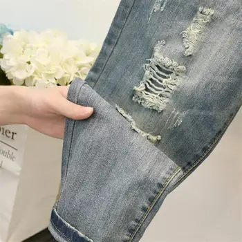 Yeni Yırtık Kot kadın kıyafetleri Gevşek Streç Yüksek Bel Kot Kadın Kot Pantolon Artı Boyutu Vintage Anne Kot Pantolon Q5513 4
