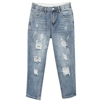 Yeni Yırtık Kot kadın kıyafetleri Gevşek Streç Yüksek Bel Kot Kadın Kot Pantolon Artı Boyutu Vintage Anne Kot Pantolon Q5513 5