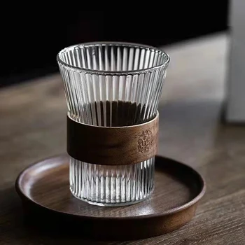 Japon Tarzı Cam Kahve Kupa Ceviz Fincan Kollu Cam Bardak Gözlük Kawaii Fincan Coffeeware Güzel Çay Kupalar Bira Kupa Sevimli Kupa
