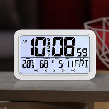 Çok Sayıda Elektronik duvar saati sıcaklık nem göstergesi Erteleme çalar saat Asılı / Masaüstü Dijital Saat Akülü