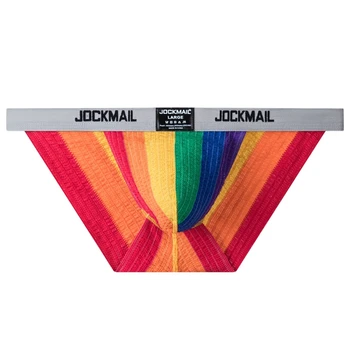JOCKMAIL erkek iç çamaşırı Seksi Bikini Külot Jockstrap Kılıfı Cuecas Suspensorios Eşcinsel Külot Erkek Külot Kayma Homme Gökkuşağı