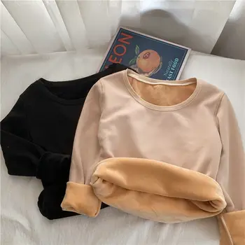 Comemore Peluş Kalın kadın termal iç çamaşır Dip Gömlek Kadınlar için Kış İç Çamaşırı Gömlek ve Bluzlar Kadın İç Çamaşırı 2XL 1