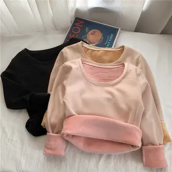Comemore Peluş Kalın kadın termal iç çamaşır Dip Gömlek Kadınlar için Kış İç Çamaşırı Gömlek ve Bluzlar Kadın İç Çamaşırı 2XL 2