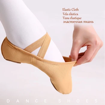 USHINE Kaliteli Bale Ayakkabıları Streç Tuval Dans Terlik Bölünmüş Taban Kızlar için Çocuk Kadın 1