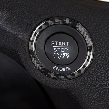 Dodge şarj cihazı 2011-2014 için Karbon Fiber İç Sticker LD SRT8 Ateşleme Start Stop Butonu krom çerçeve Halka Araba Aksesuarları 2