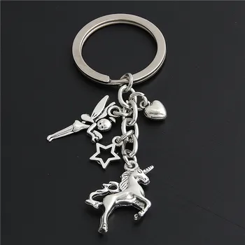 1 adet Peri Unicorn Charms anahtar Zincirleri Yıldız Kalp Anahtarlık Kadınlar Ve Kızlar İçin Hediyeler Sevgilisi Takı anahtar Zincirleri E2226