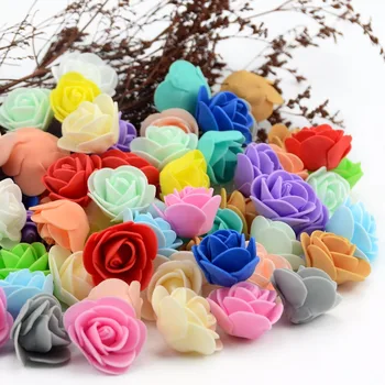 500 ADET 3CM Mini PE Köpük Gül Çiçek Kafa Yapay Gül Çiçek El Yapımı DIY Düğün Ev Dekorasyon Şenlikli ve Parti Malzemeleri